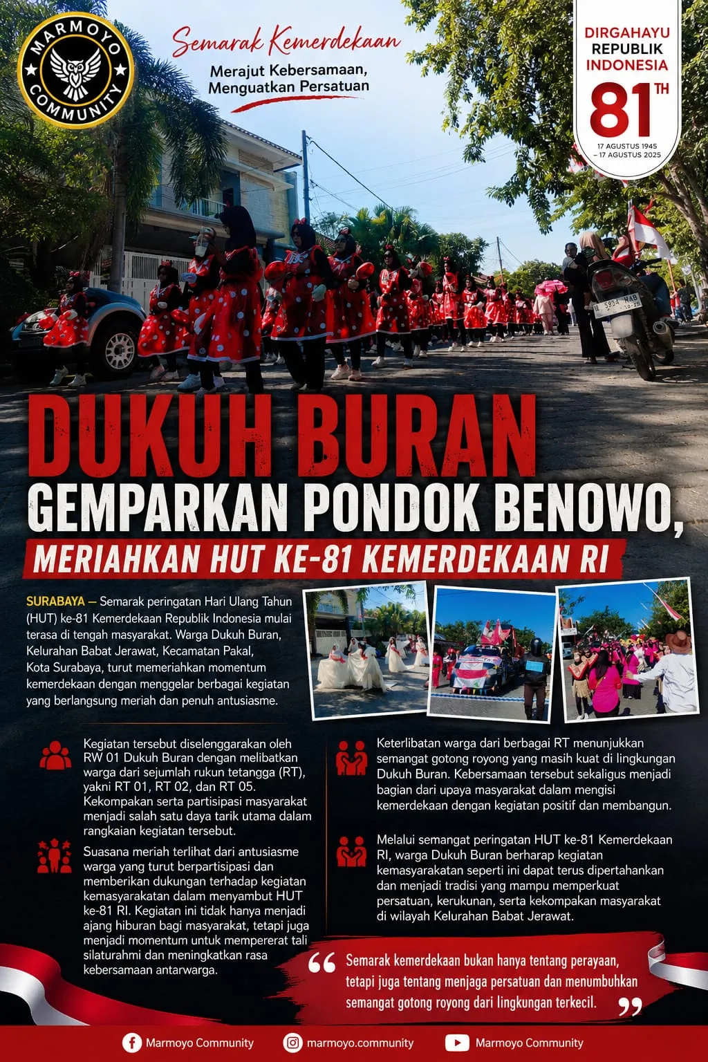 Dukuh Buran Gemparkan Pondok Benowo, Meriahkan HUT ke-81 Kemerdekaan RI