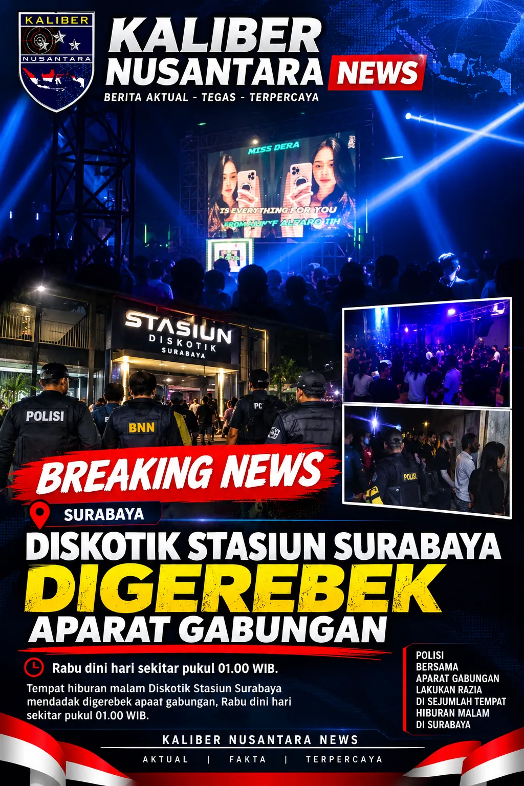 Sekitar JAM 1 PAGI DISKOTIK STASIUN SURABAYA DIGEREBEK BNN & POLISI, PENGUNJUNG SEPIIII*